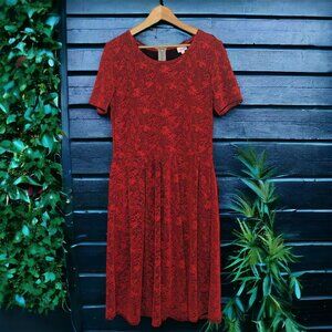 LLR Amelia Pleated Red Floral Brocade Dress Size 2XL